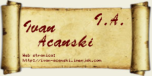 Ivan Ačanski vizit kartica